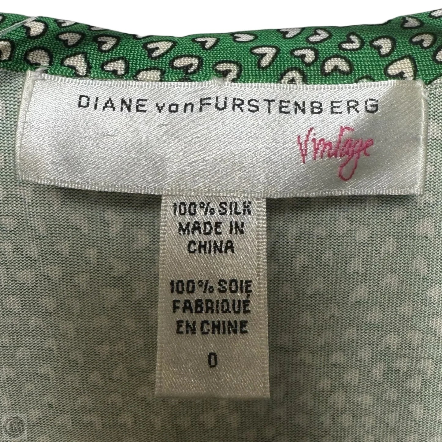Silk Top Short Sleeve Designer By Diane Von Furstenberg In Green, Size: 0