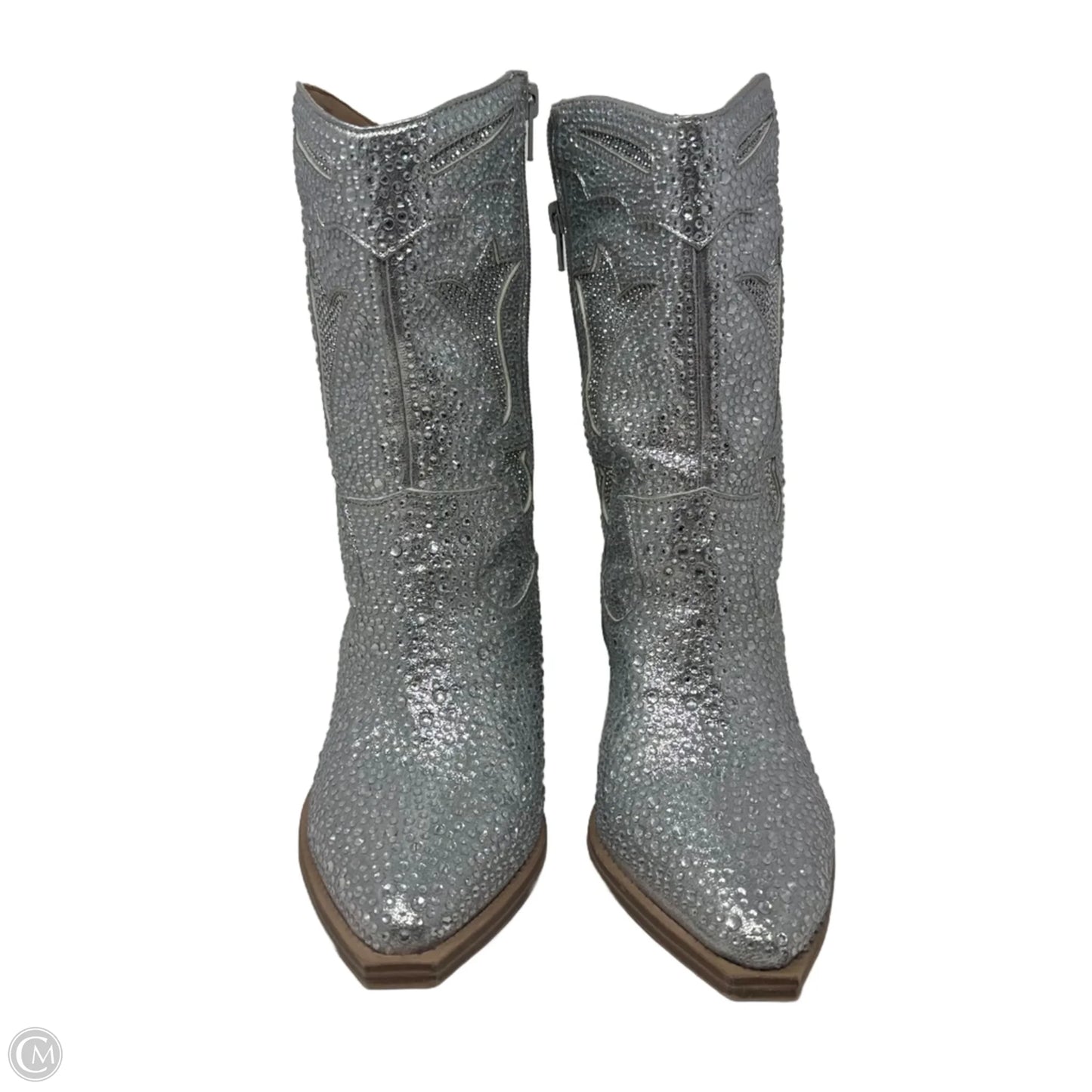 Bedazzled Boots Western By Crown Vintage In Silver, Size: 7