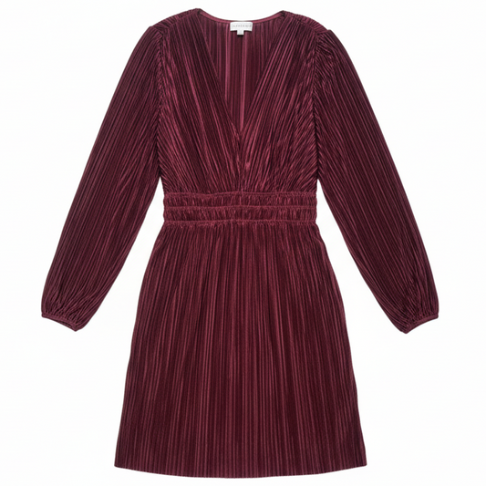 Rosa Plissé Mini Dress By Lucy Paris In Maroon, Size: XS