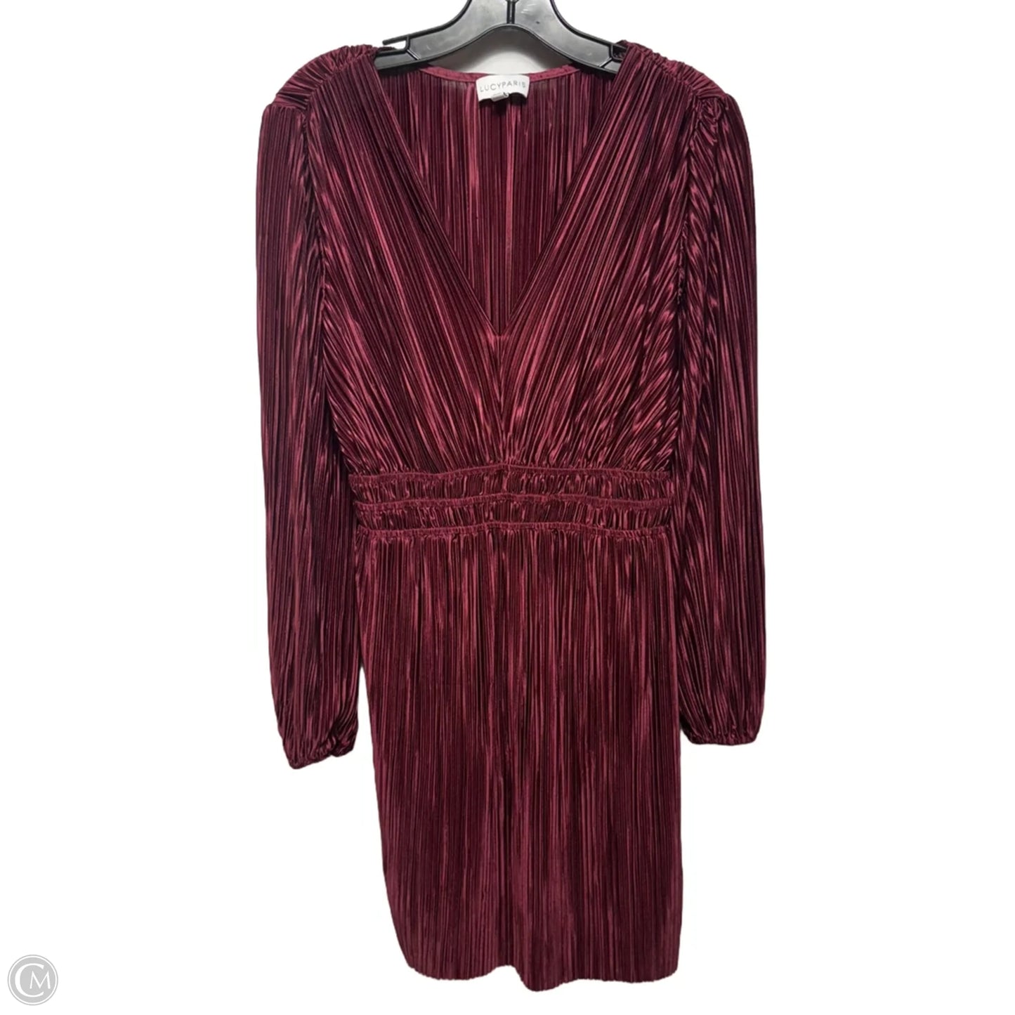 Rosa Plissé Mini Dress By Lucy Paris In Maroon, Size: XS
