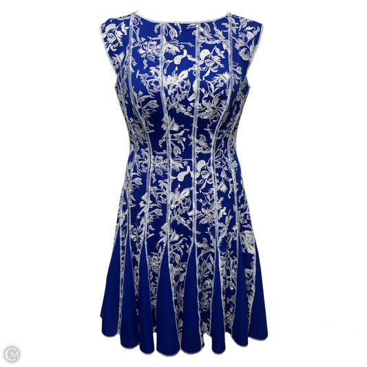 Embroidered Dress Party Short By Tadashi Shoji In Blue & White, Size: M