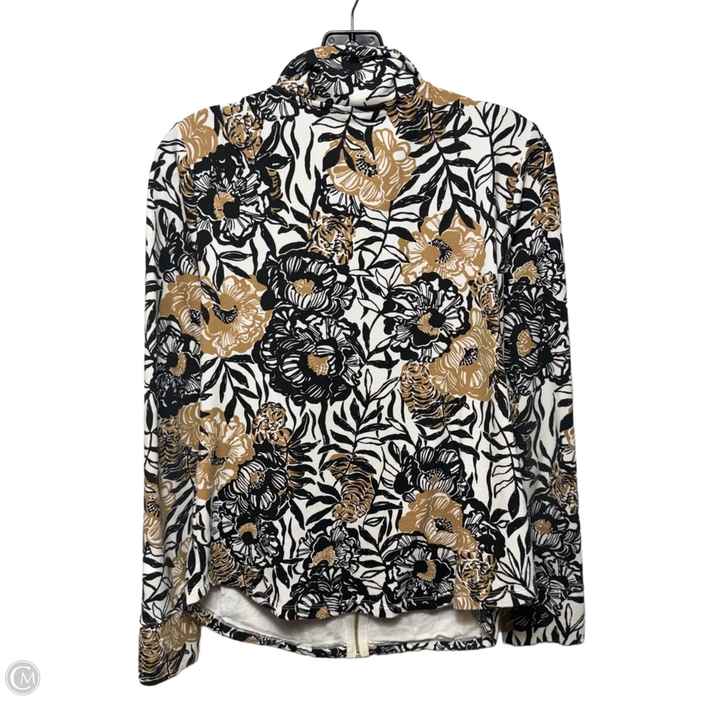 UPF 50+ Leona Zip-Up Jacket Designer By Lilly Pulitzer In Onyx Peony Party Print, Size: S
