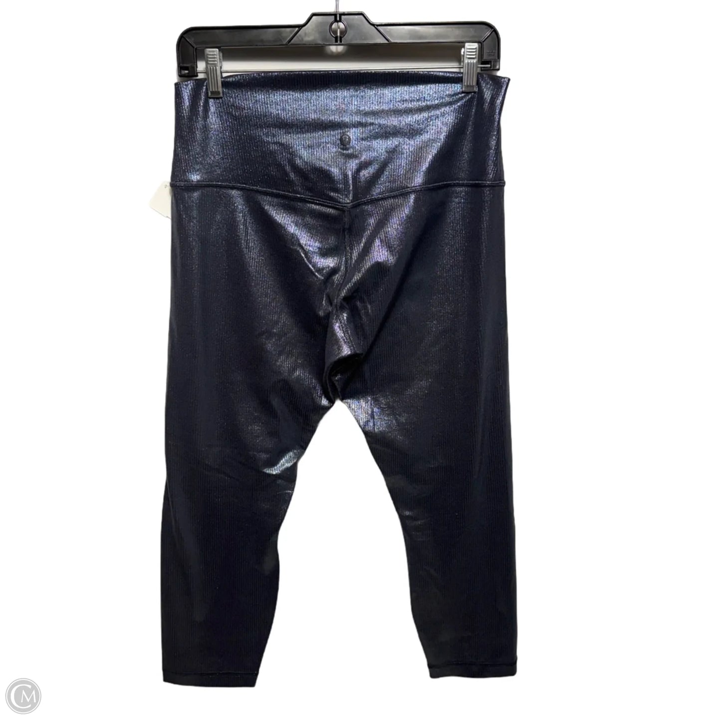 Metallic Ribbed Athletic Leggings Capris By Lululemon In Blue, Size: 12