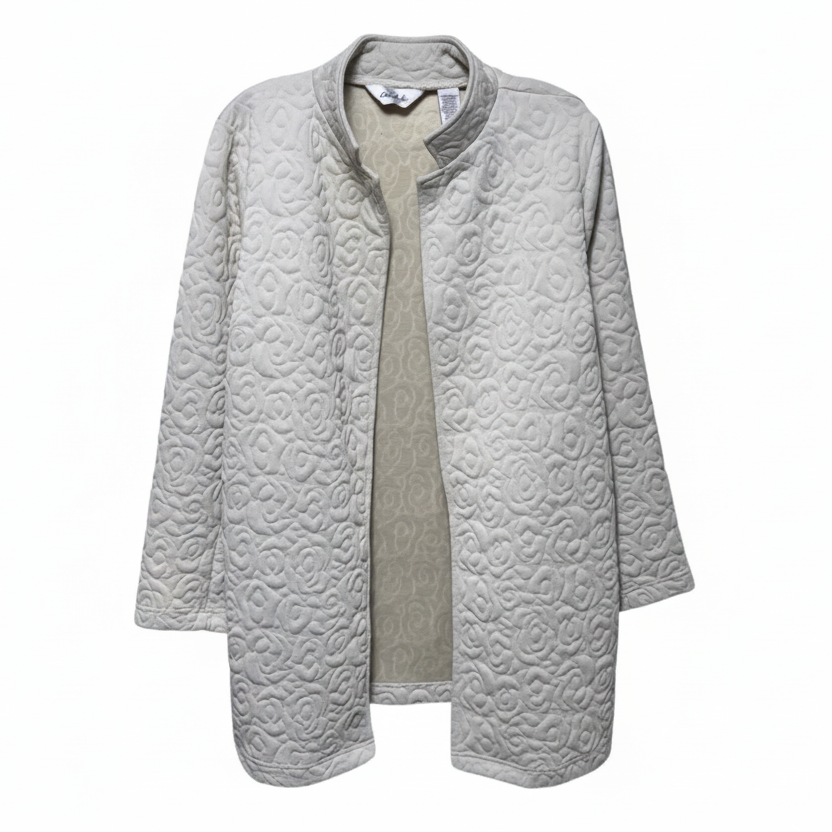 Embossed Coat By Le Moda In Cream, Size: L