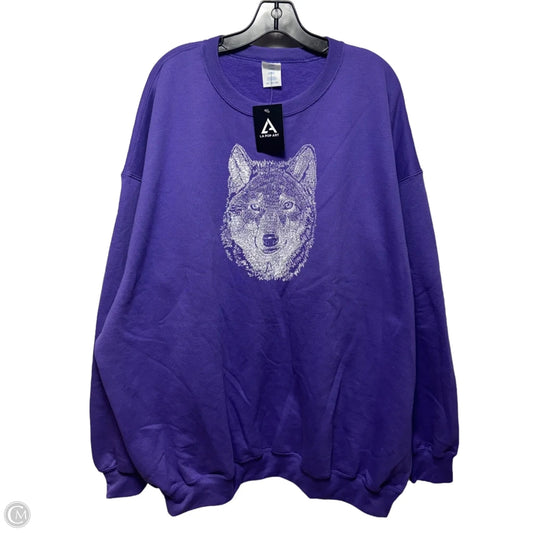 Wolf Sweatshirt Crewneck By Port & Company In Purple, Size: 4x