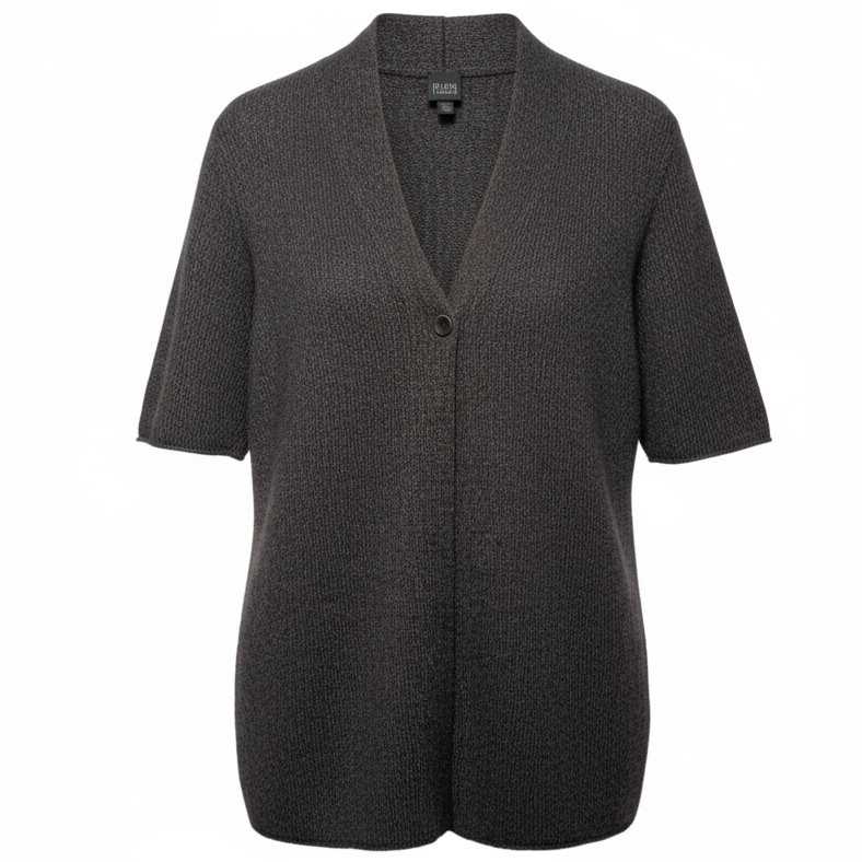 Merino Wool Blend Sweater Cardigan By Eileen Fisher In Brown, Size: S