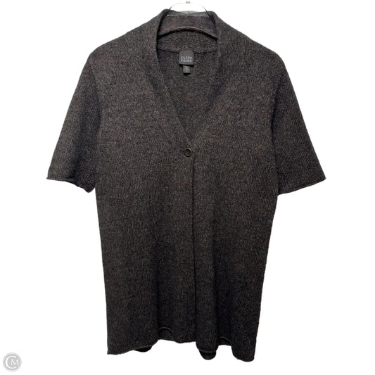 Merino Wool Blend Sweater Cardigan By Eileen Fisher In Brown, Size: S