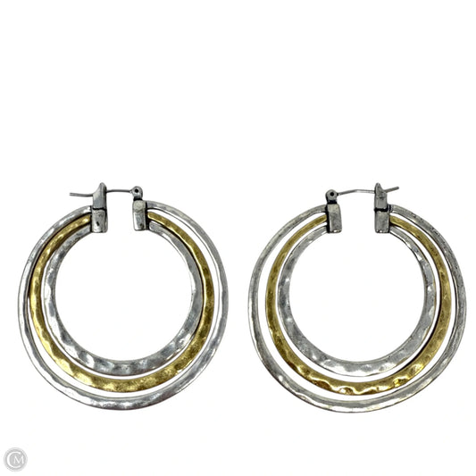 Two Tone Triple Hammered Hoop Earrings