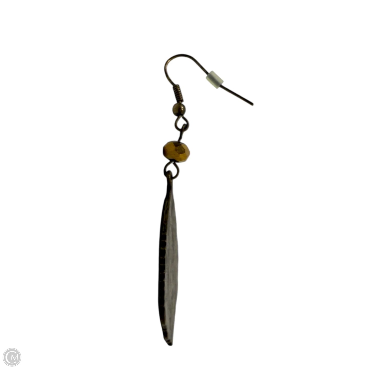 Antique Bronze Tone & Bead Reproduction Mesopotamia Leaf Dangle Earrings