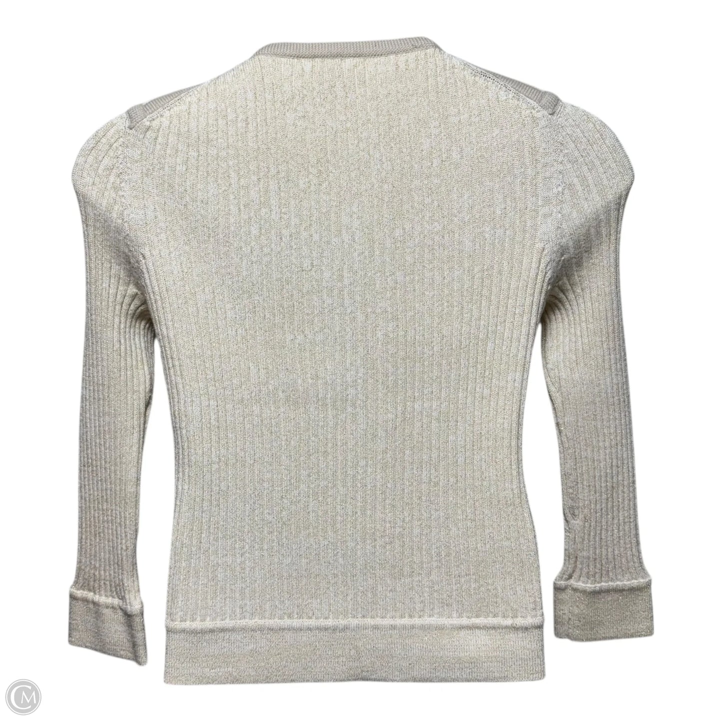 Beaded Embroidered Cardigan Sweater Designer By Tory Burch In Cream, Size: L