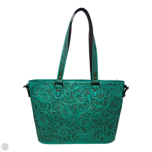 Sunflower Hand Tooled Western Leather Tote By American Darling, Size: Large