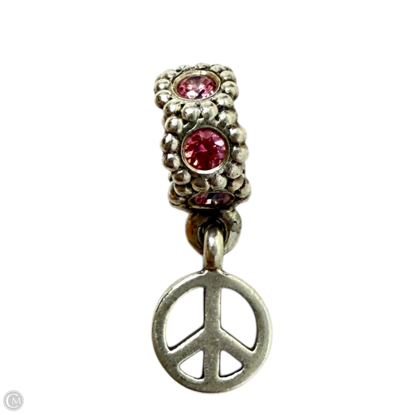 Sterling Silver & Pink CZ Peace Dangle Charm By Pandora
