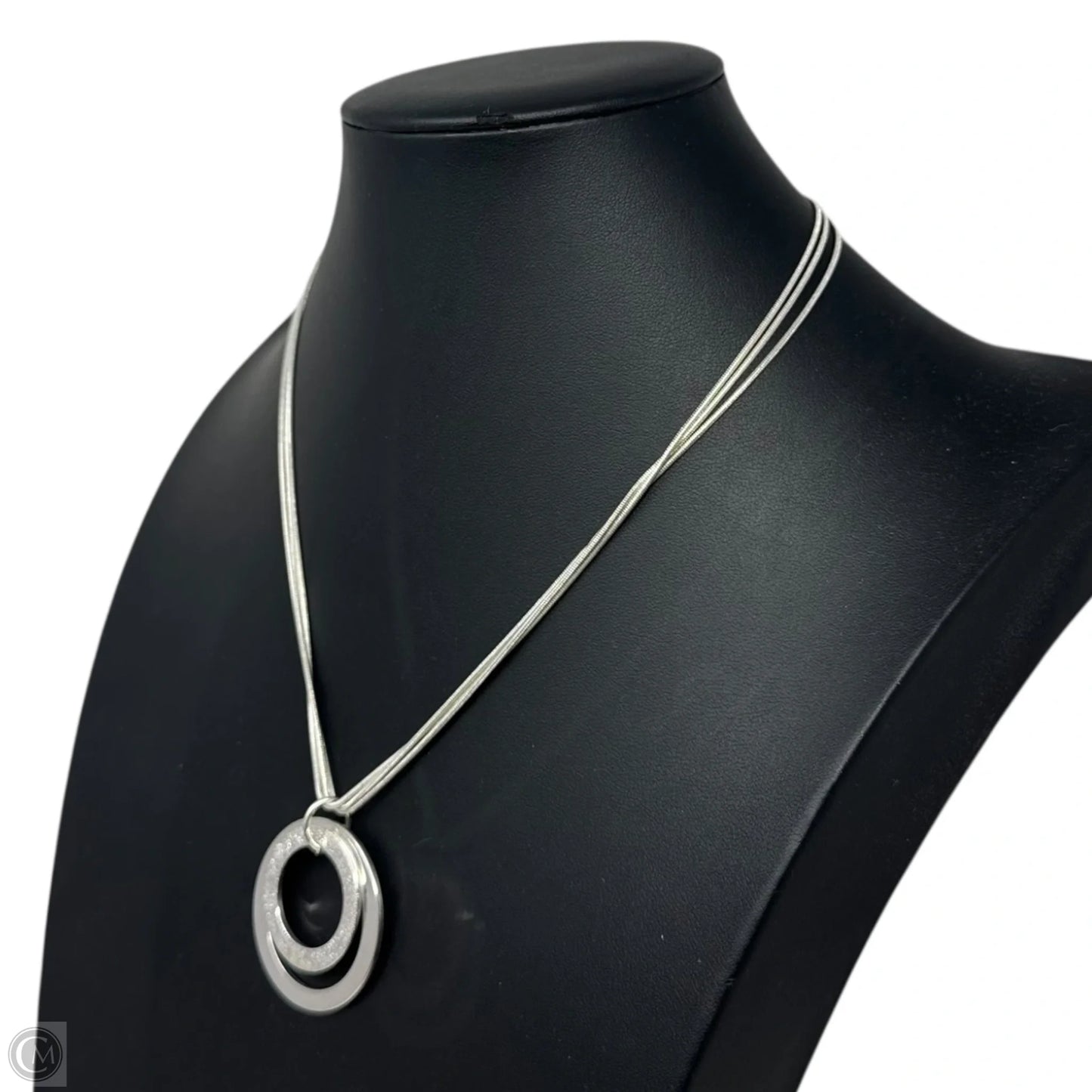 3 Layer Circle Pendant Necklace Sterling Silver