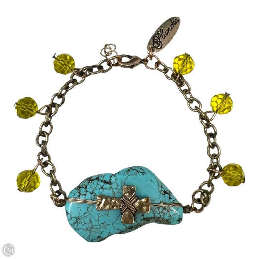 Faux Turquoise Cross Bracelet By Plunder