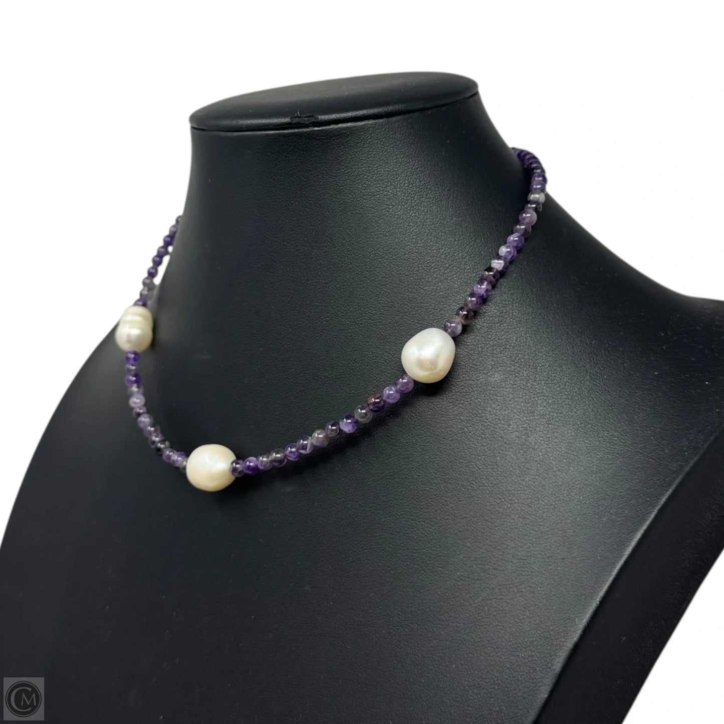 Pearl & Purple Bead Short Necklace