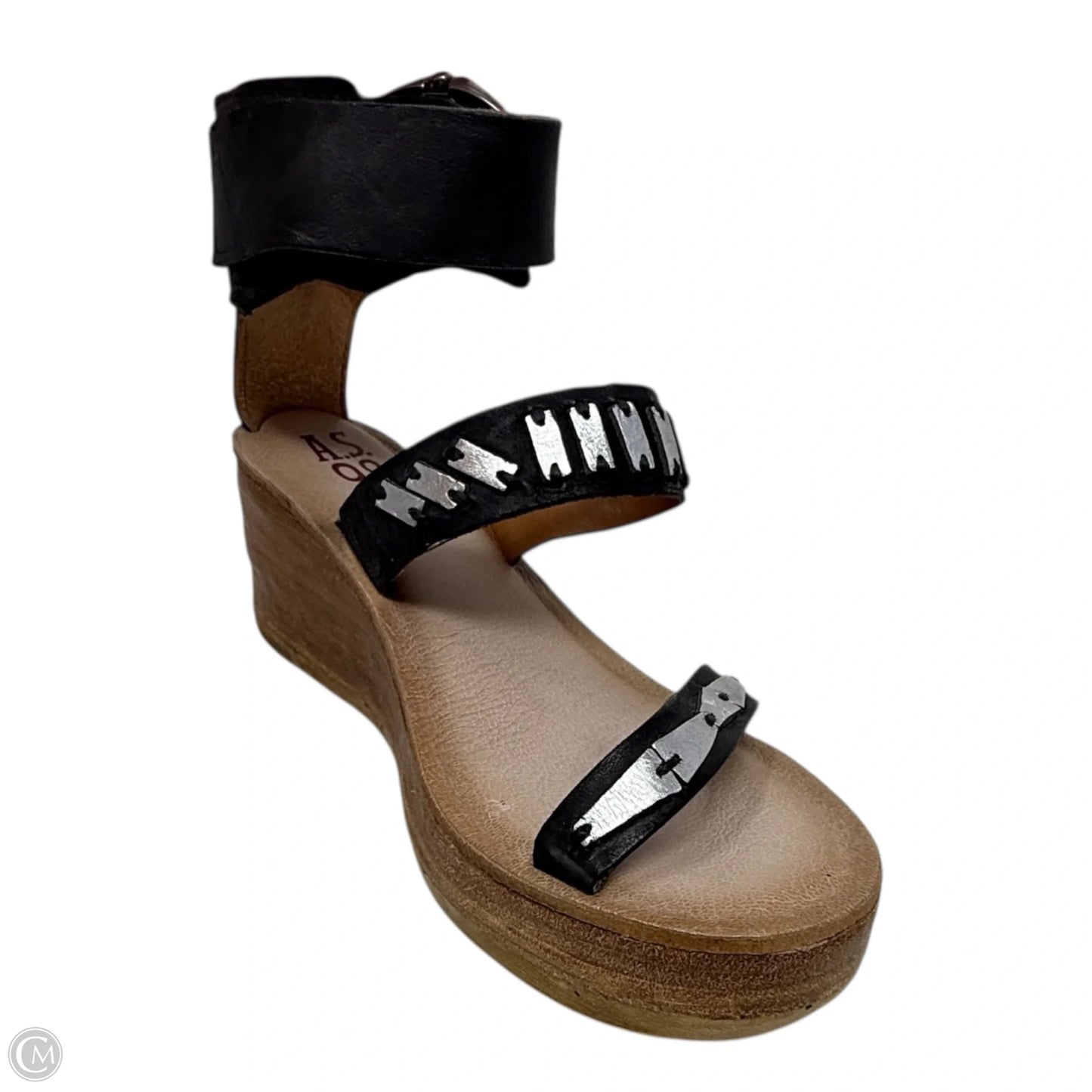 Noa Buckle Platform Wedge Sandals By A.S. 98 In Black, Size: 8