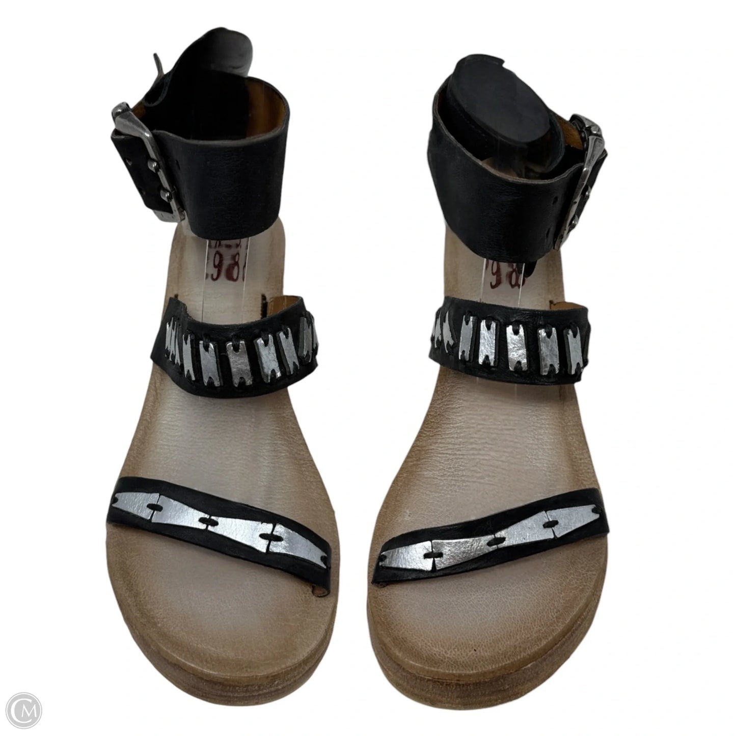 Noa Buckle Platform Wedge Sandals By A.S. 98 In Black, Size: 8