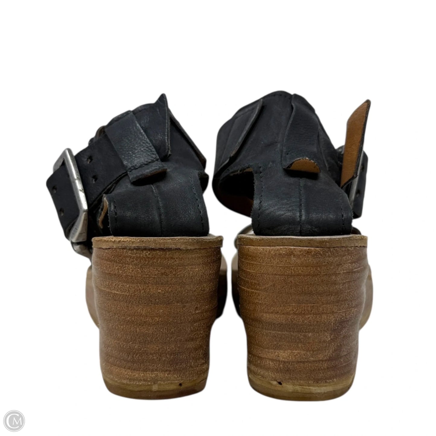 Noa Buckle Platform Wedge Sandals By A.S. 98 In Black, Size: 8