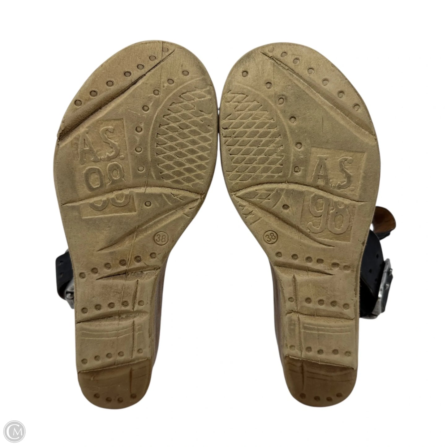 Noa Buckle Platform Wedge Sandals By A.S. 98 In Black, Size: 8