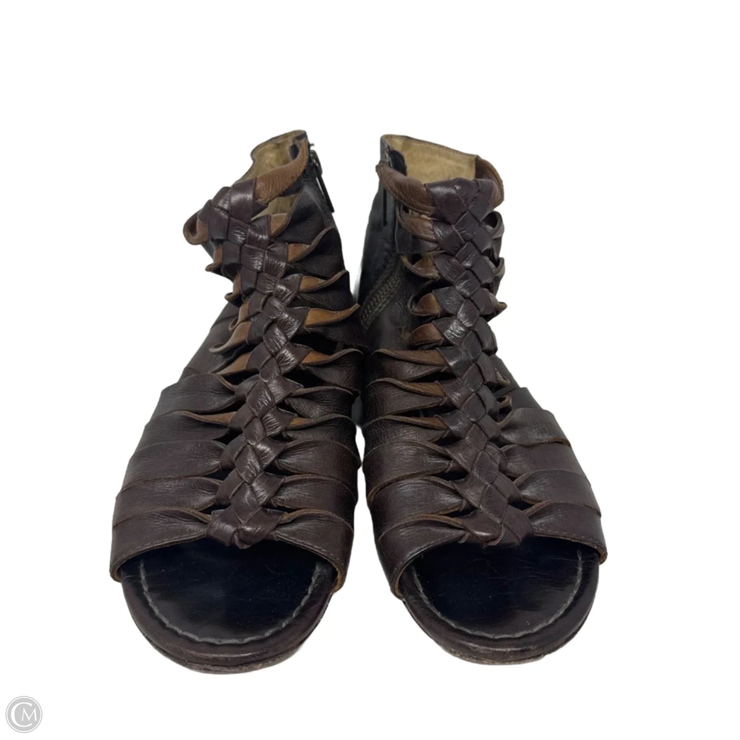 Marlene Twisted Sandals Designer By Frye In Brown, Size: 8