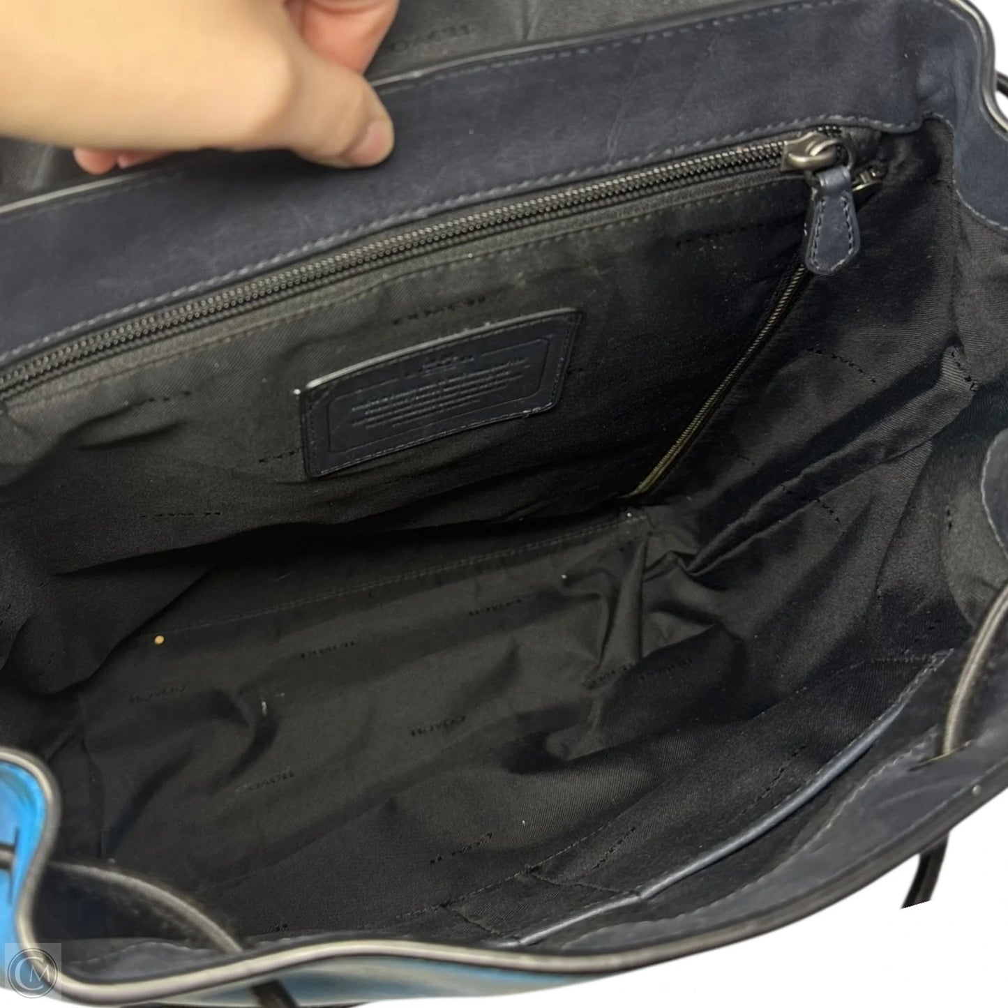 Manhattan Leather Backpack Designer By Coach, Size: Large