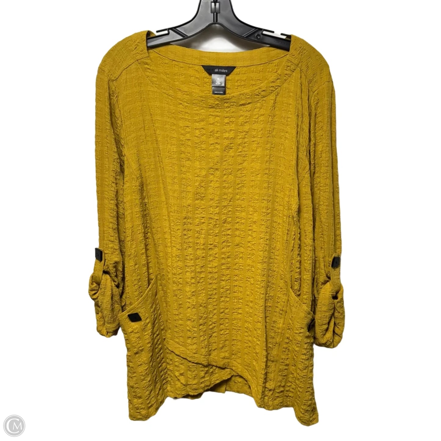 Top Long Sleeve By Ali Miles In Yellow, Size: Xl