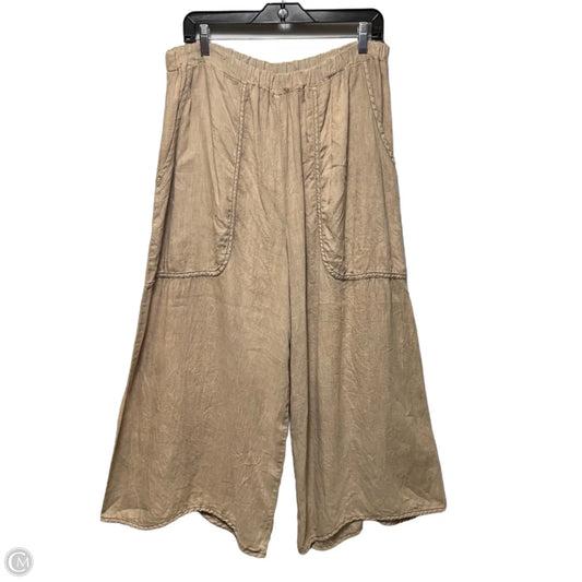 Wide Leg Pants Linen By Cynthia Ashby  In Tan, Size: L