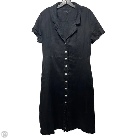 100% European Linen Button Front Dress By Quince In Black, Size: L