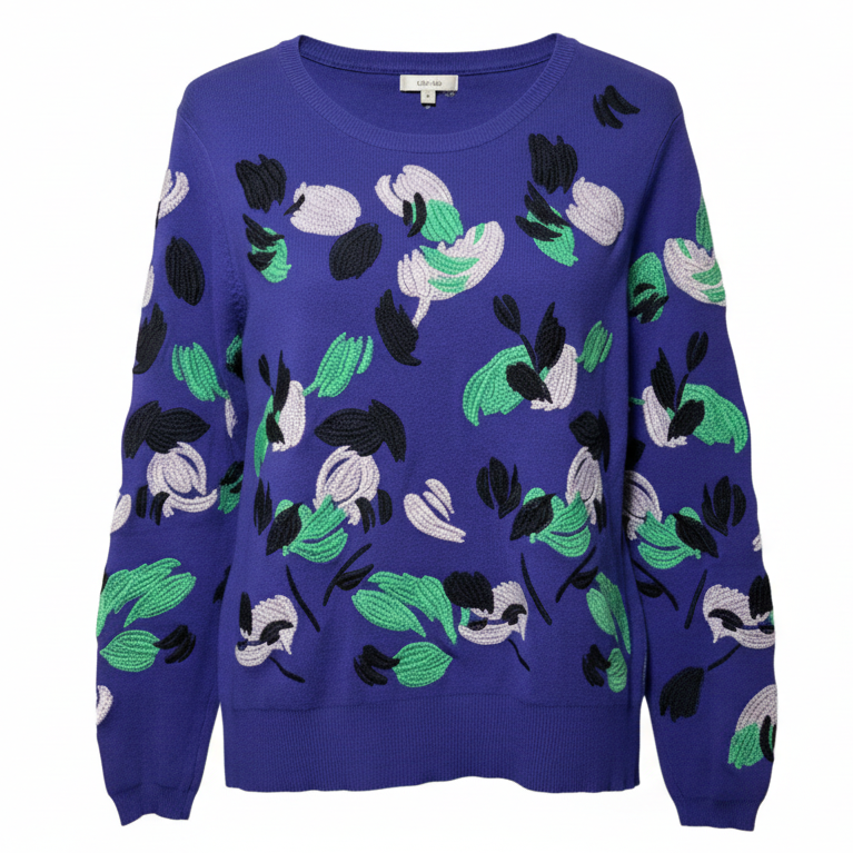Embroidered Sweater By Tyler Boe In Purple, Size: S
