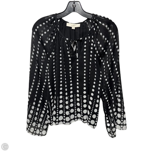 Blouse Long Sleeve By Loft In Polkadot Pattern, Size: Xs