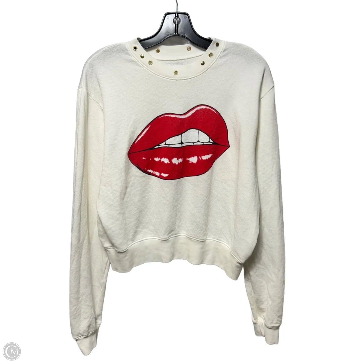 Flirty Lip Pullover Top Long Sleeve By Lauren Moshi In White, Size: S