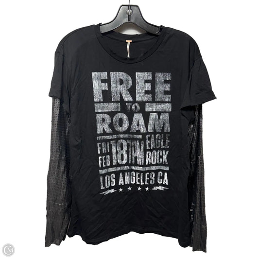 Sequin Sleeve Distressed Top Long Sleeve By Free People In Black, Size: S