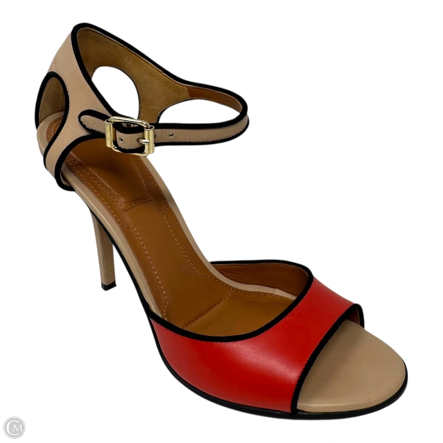 SS 2012 RTW Collection Leather Colorblock Ankle Strap Stiletto Sandals Luxury Designer By Givenchy In Cream, Size: 8 (EU 38.5)