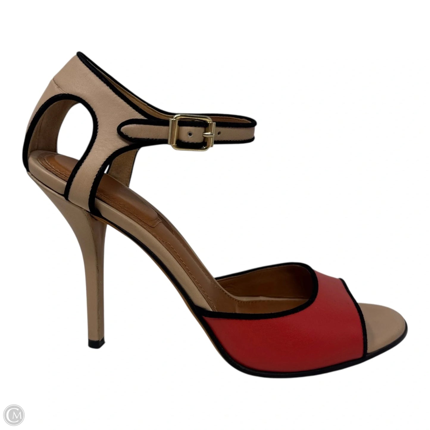 SS 2012 RTW Collection Leather Colorblock Ankle Strap Stiletto Sandals Luxury Designer By Givenchy In Cream, Size: 8 (EU 38.5)