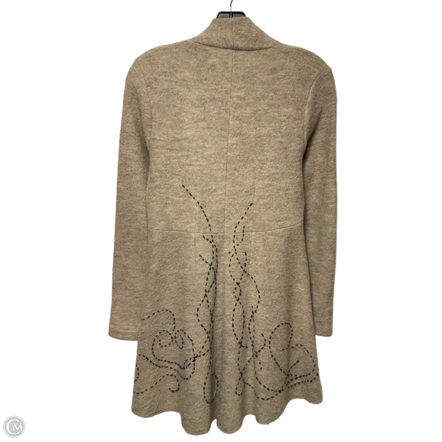 Embroidered Boiled Wool Sweater Coat By Rosie Neira X Anthropologie In Tan, Size: XS