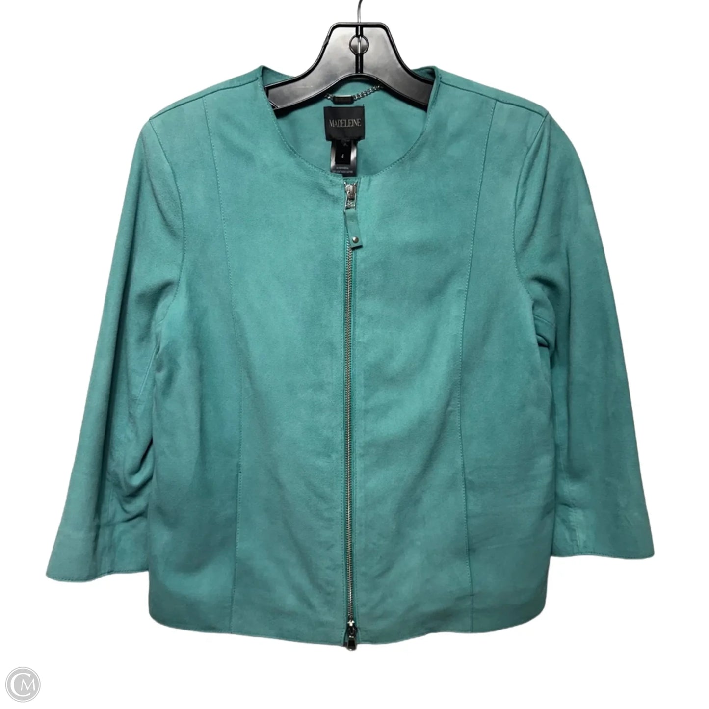 Goat Suede Leather Jacket By Madeleine In Aqua, Size: 4