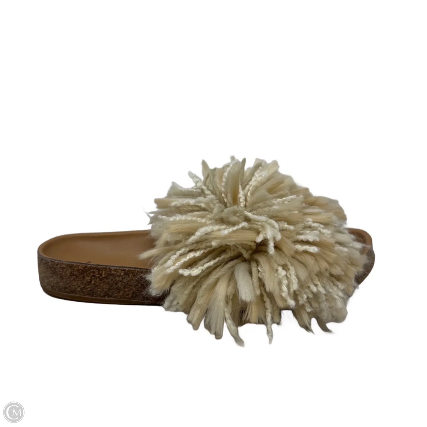 Cindi Slide Yarn Fringe Sandals Designer By Ugg In Cream & Tan, Size: 9