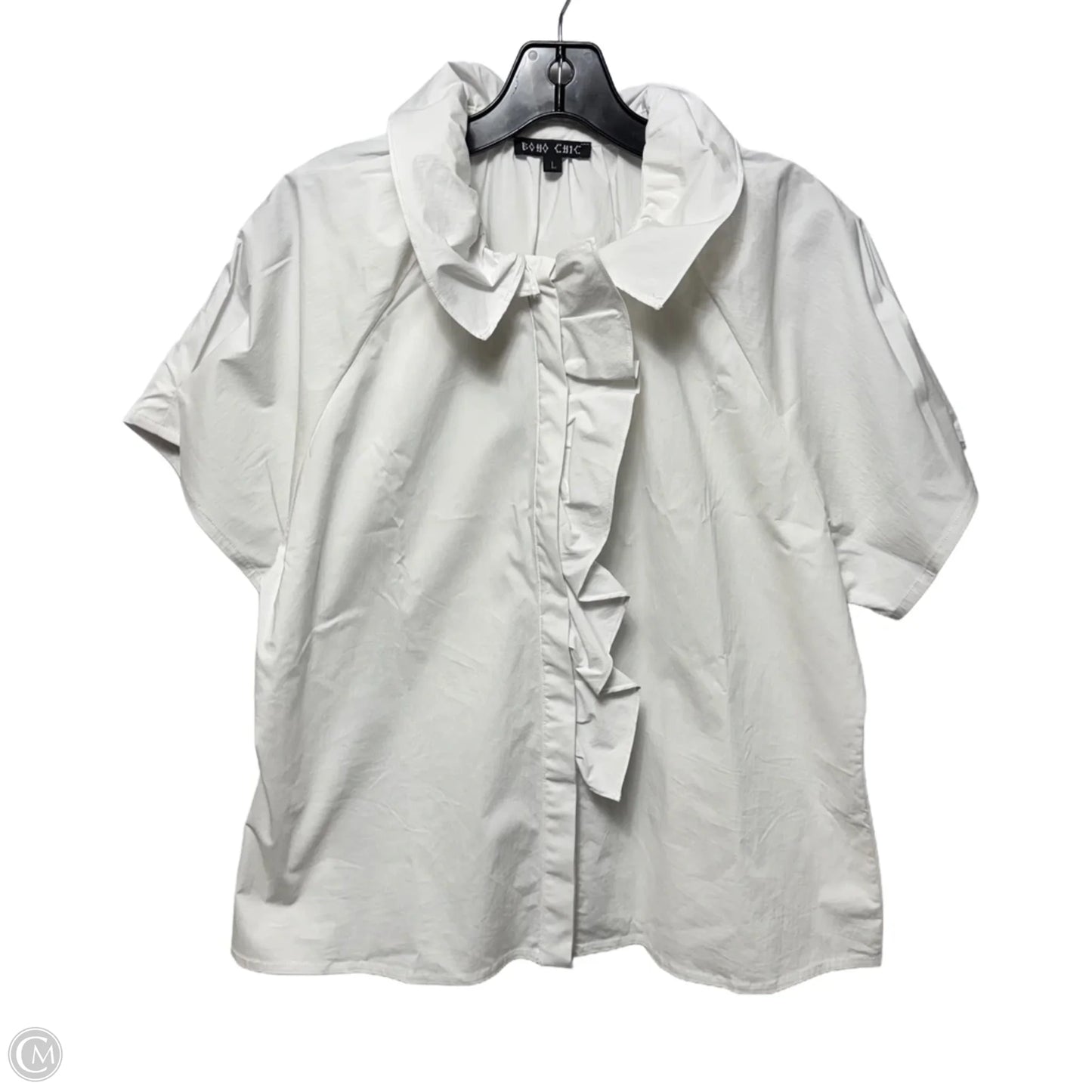 Top Short Sleeve By Boho Chic In White, Size: L