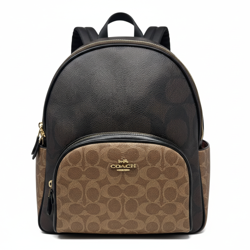 Court Signature Colorblock Backpack Designer By Coach, Size: Medium
