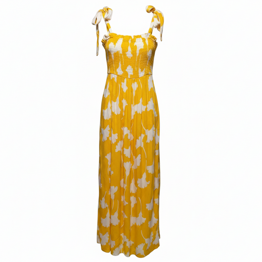 Ginkgo Printed Smocked Tie Strap Maxi Dress By Diane Von Furstenberg For Target In Yellow, Size: S