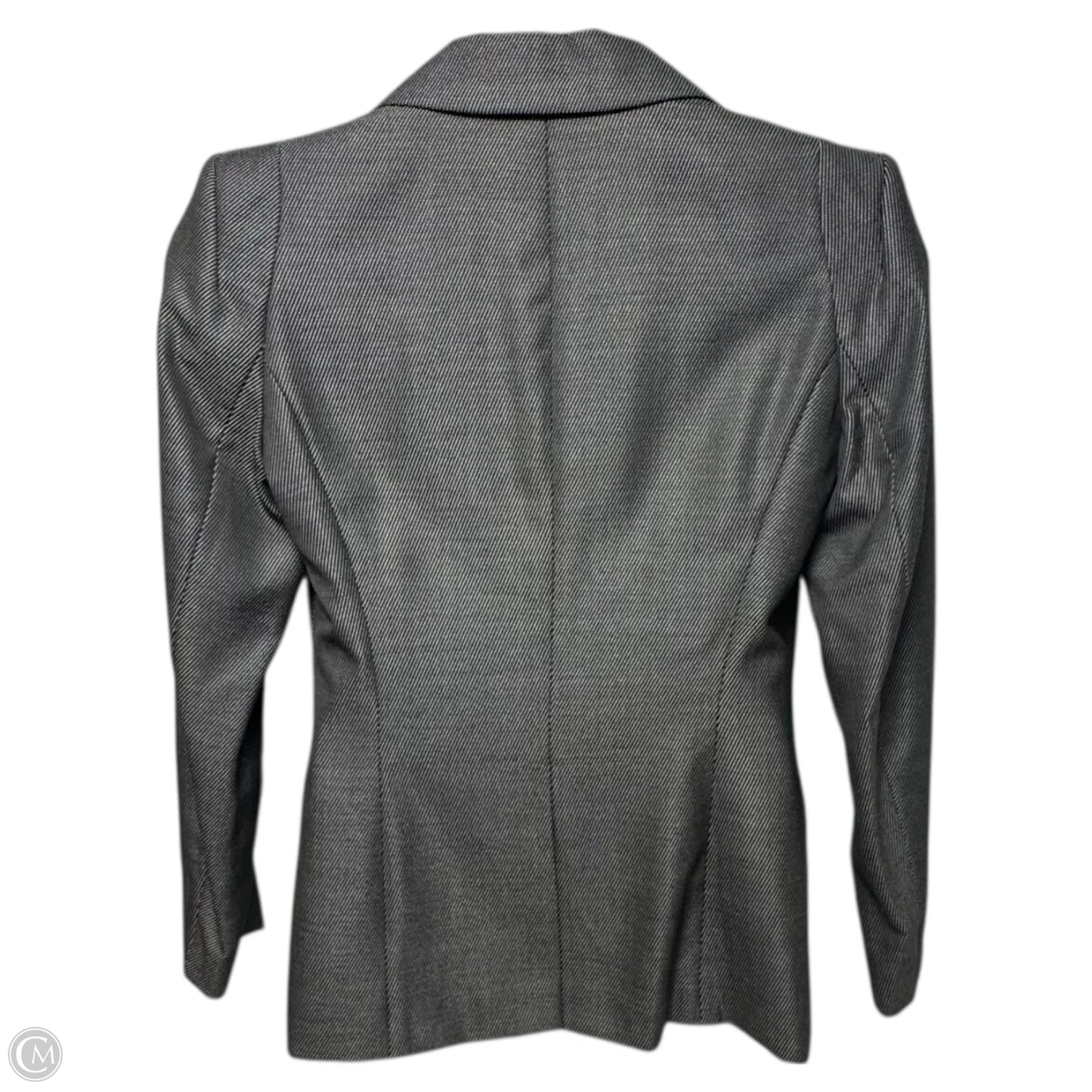Wool Silk Blend Single Breasted 2 Button Tailored Blazer Designer By Escada In Black & White, Size: M