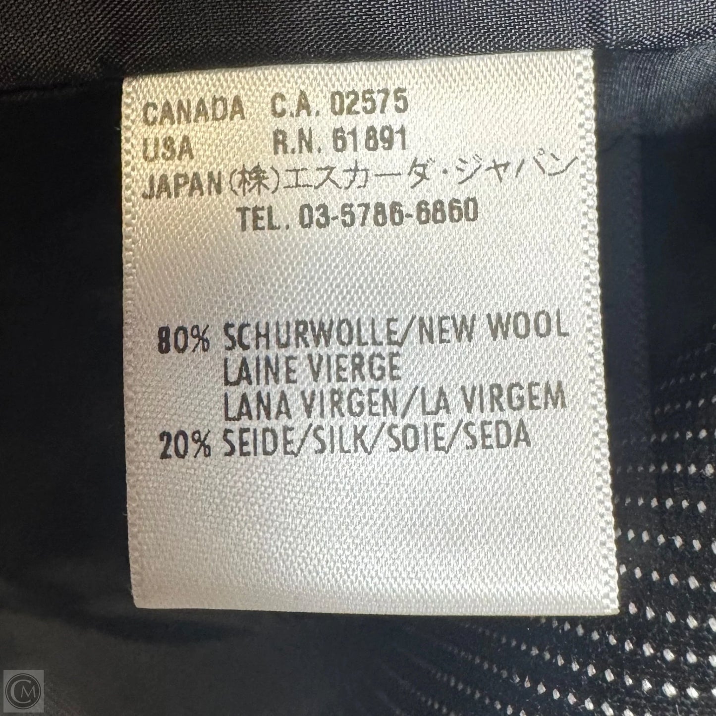 Wool Silk Blend Single Breasted 2 Button Tailored Blazer Designer By Escada In Black & White, Size: M