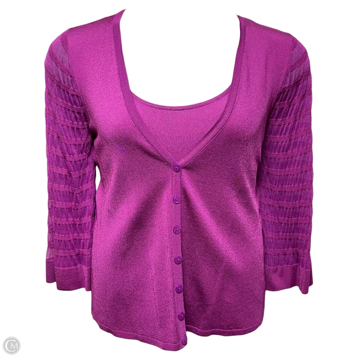 Knit Sweater & Tank Set Designer By Escada In Purple, Size: M (40 EU)