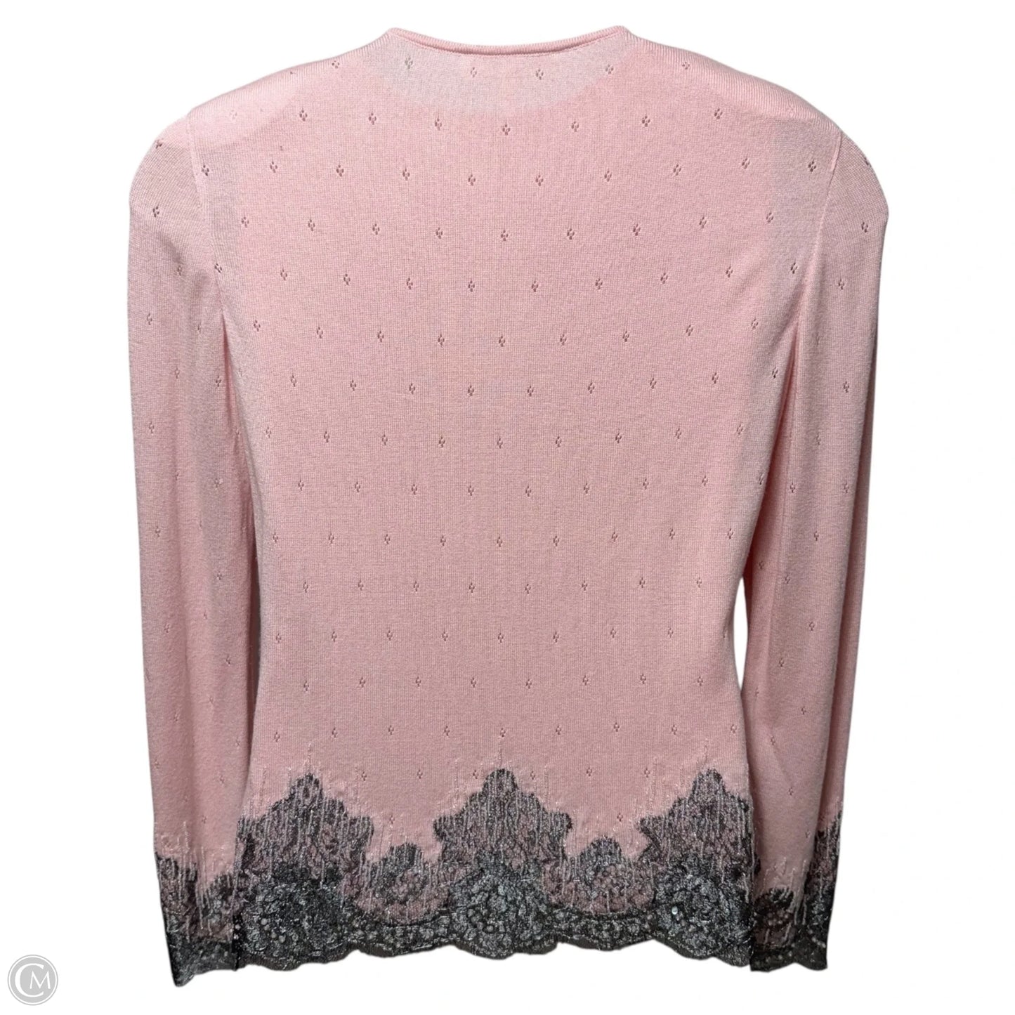 Cashmere Silk Blend Cardigan Sweater Twin Set Designer By Escada In Pink, Size: M