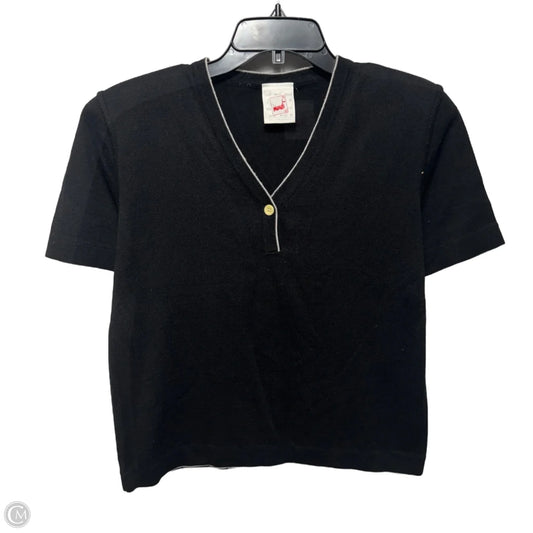 Vintage Shoulder Pad Sweater Short Sleeve By Mondi In Black, Size: M