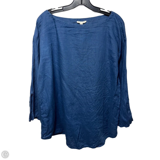 Linen Top Long Sleeve By Eileen Fisher In Blue, Size: L