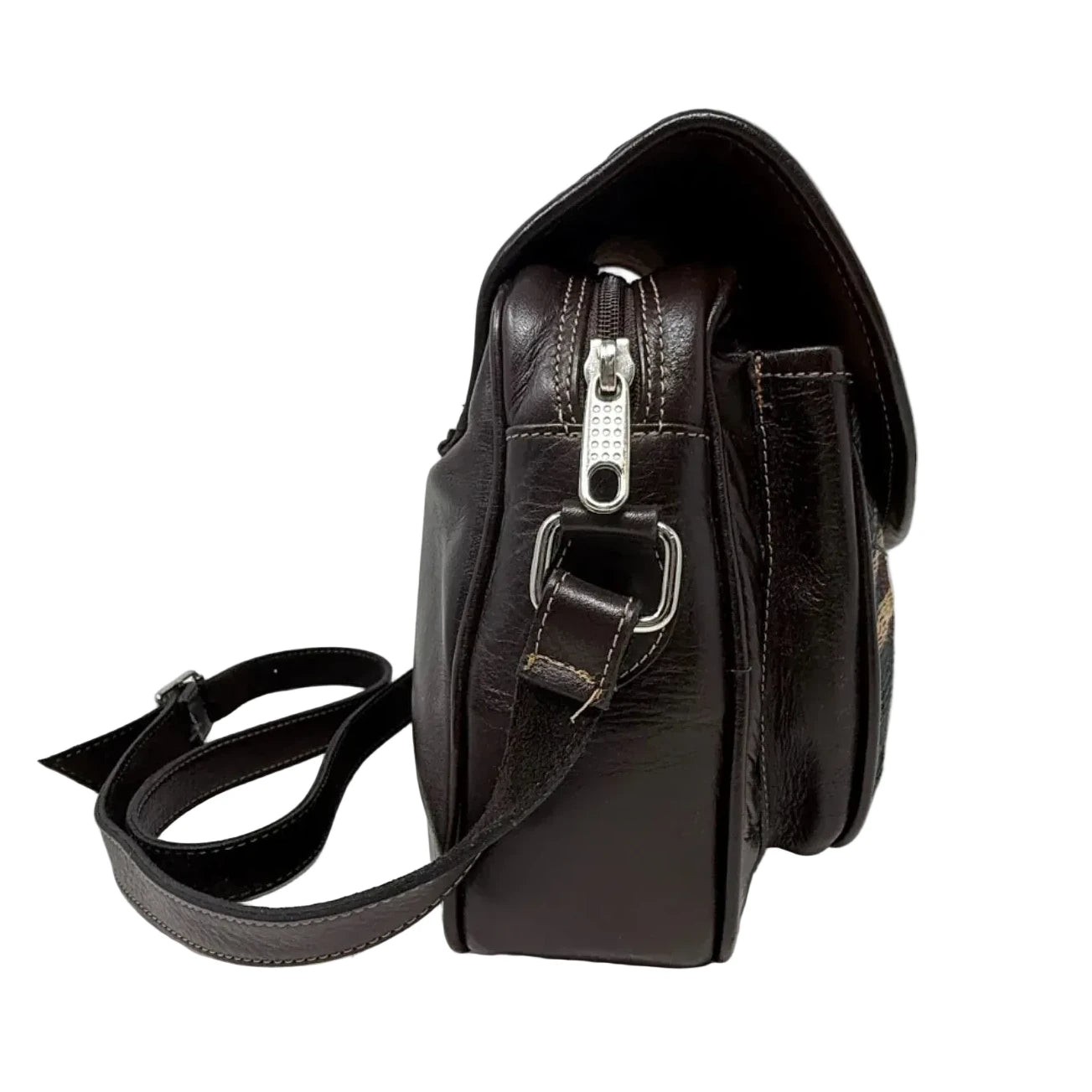 Leather & “Golfer” Tapestry Crossbody Bag By MAC Design Belts & Bags, Size: Medium