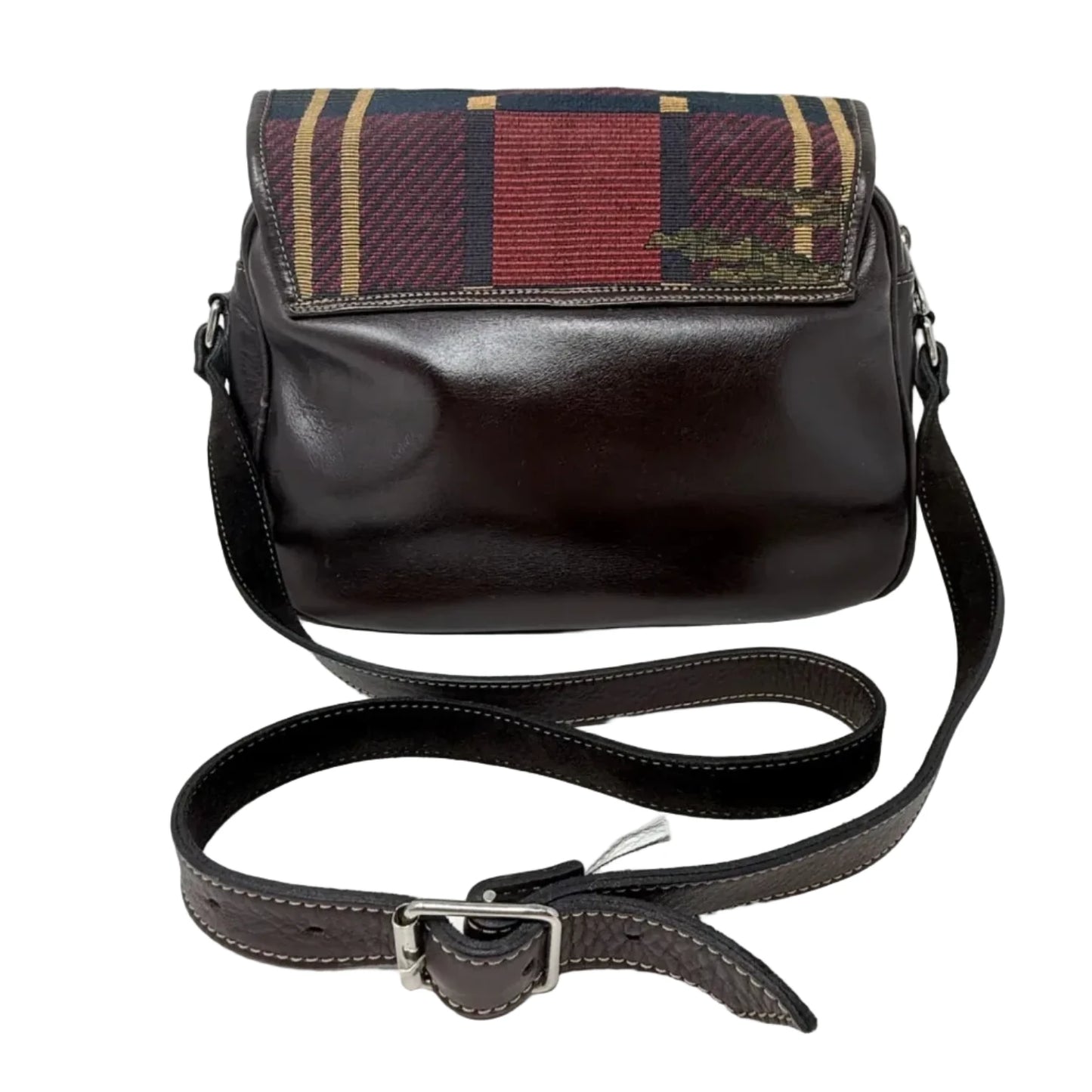 Leather & “Golfer” Tapestry Crossbody Bag By MAC Design Belts & Bags, Size: Medium