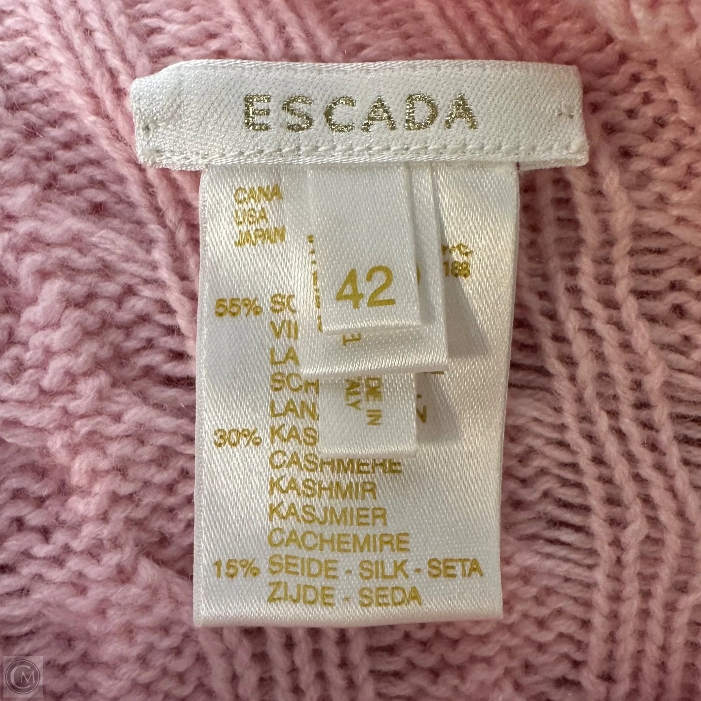 Cashmere Silk Blend Turtleneck Sweater Designer By Escada In Pink, Size: L