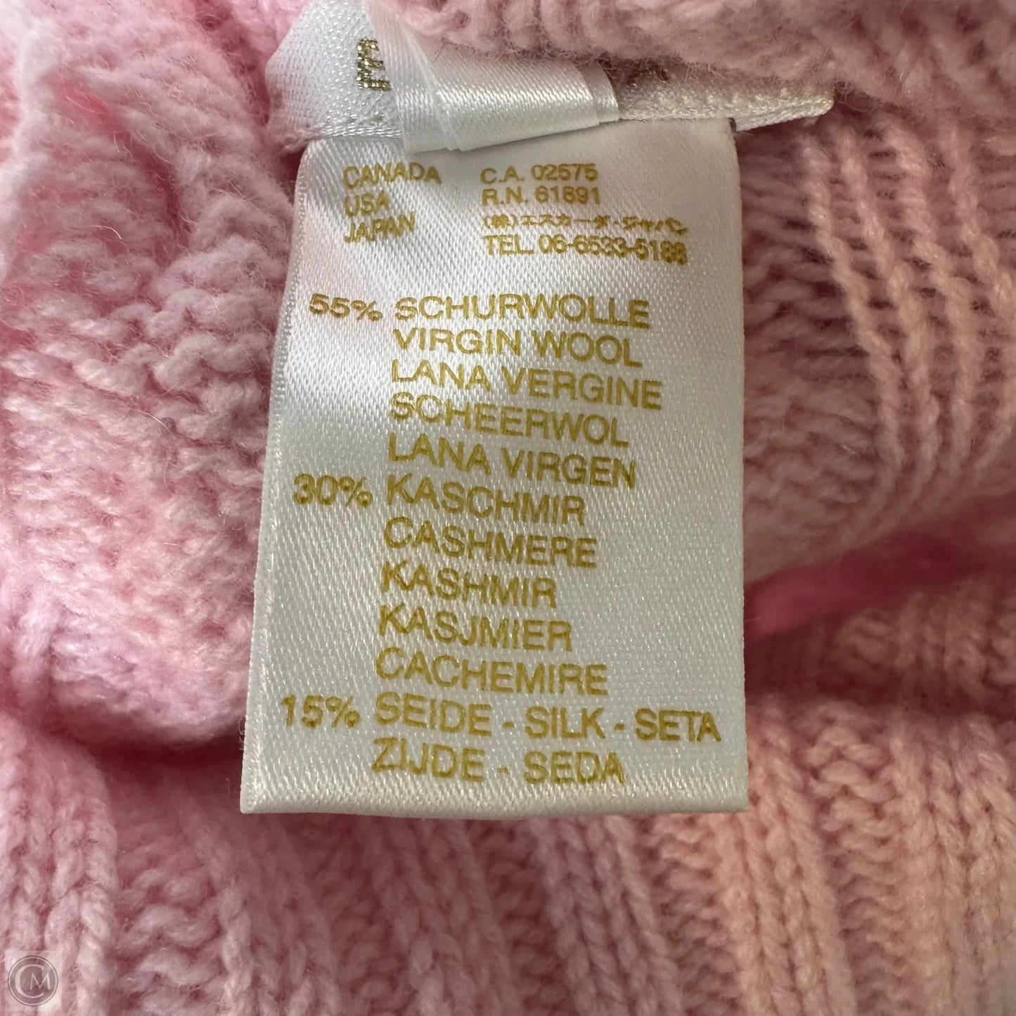 Cashmere Silk Blend Turtleneck Sweater Designer By Escada In Pink, Size: L